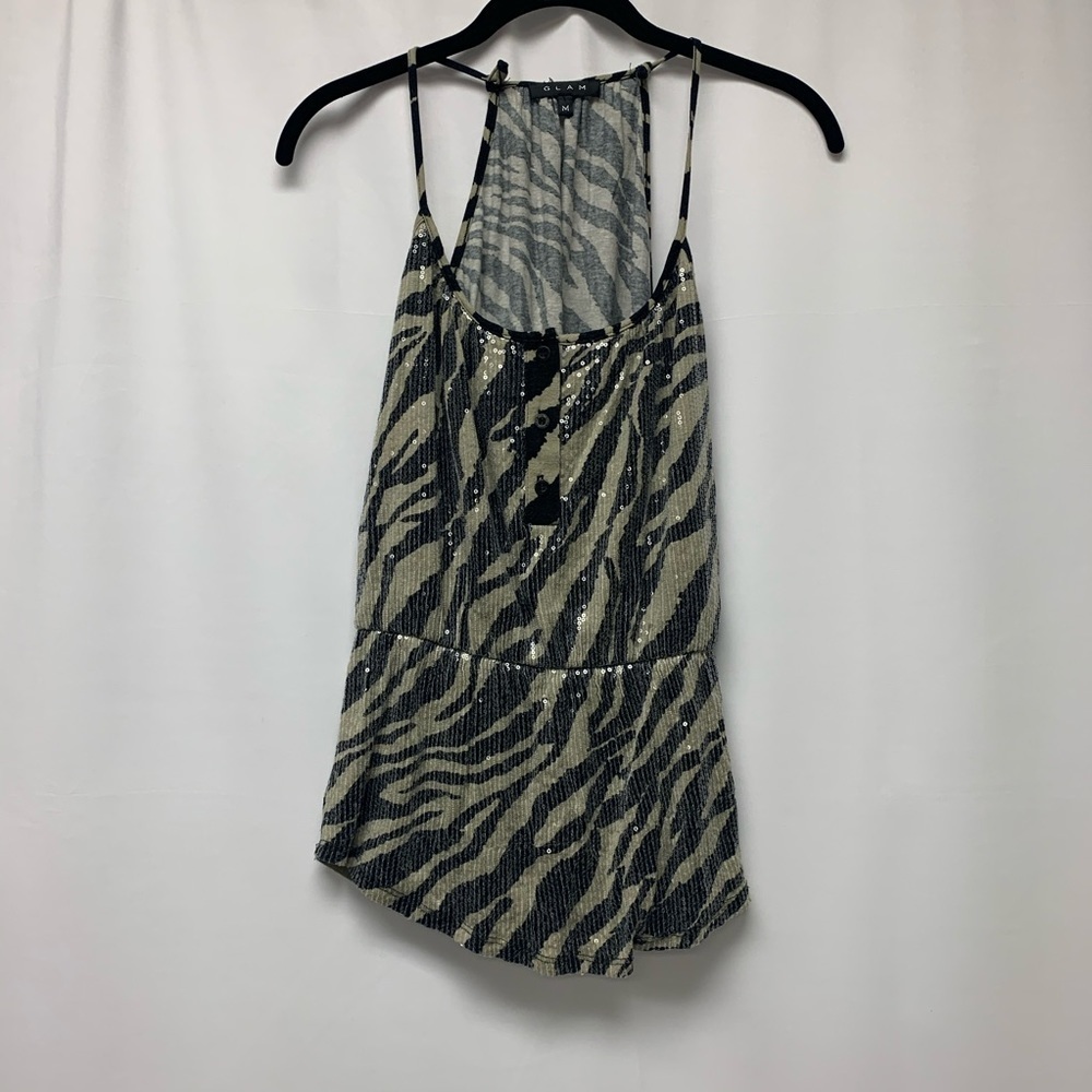 5/$35 💥 GLAM SEQUIN ZEBRA TANK